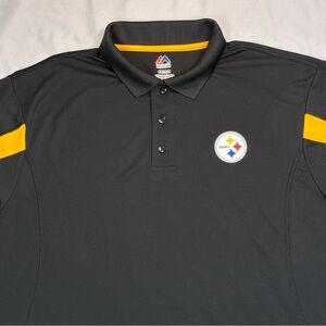 Pittsburgh Steelers Majestic Cool Base Polo Shirt Size XL Black Gold Trim NFL